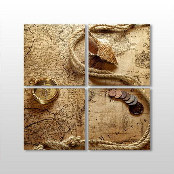 Papirüs Harita Kanvas Tablo