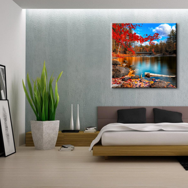 Göl Ve Sonbahar Kanvas Tablo