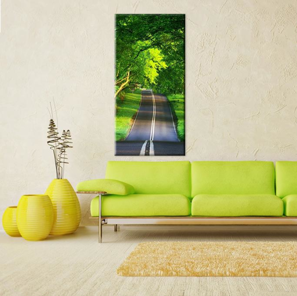 Ağaçlı Yeşil Yol Kanvas Tablo