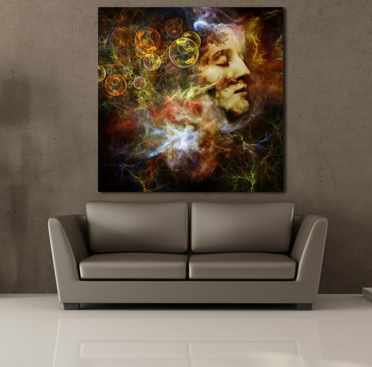 RENKLİ KAFA KARE KANVAS TABLO