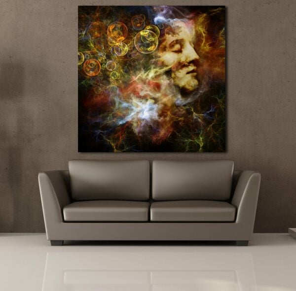 RENKLİ KAFA KARE KANVAS TABLO