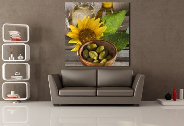 YEŞİL ZEYTİN VE AYÇİÇEK KANVAS TABLO