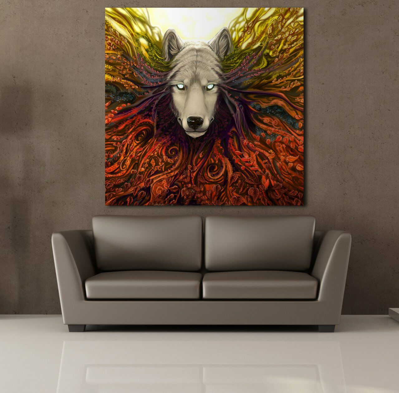 RENKLİ KURT KANVAS TABLO