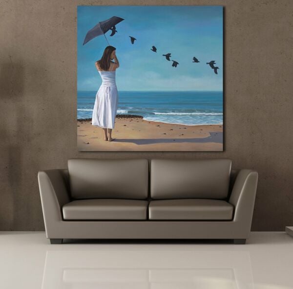 KADIN VE KUŞLAR KANVAS TABLO