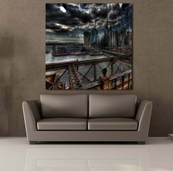 KARA BULUTLU ŞEHİR KANVAS TABLO