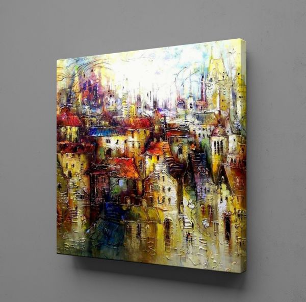 RENKLİ EVLER KANVAS TABLO