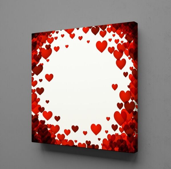 ÇERÇEVE ŞEKLİNDE KALPLER KANVAS TABLO
