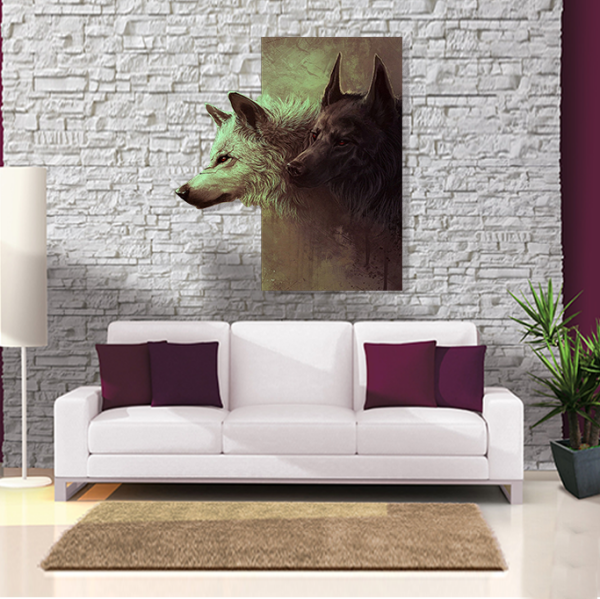 3D Kurtlar Kanvas Tablo