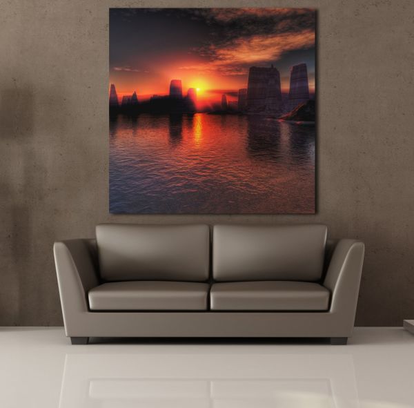GÜNEŞİN DENİZE DOĞUŞU KANVAS TABLO