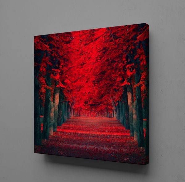 KIRMIZI AĞAÇLI YOL KANVAS TABLO