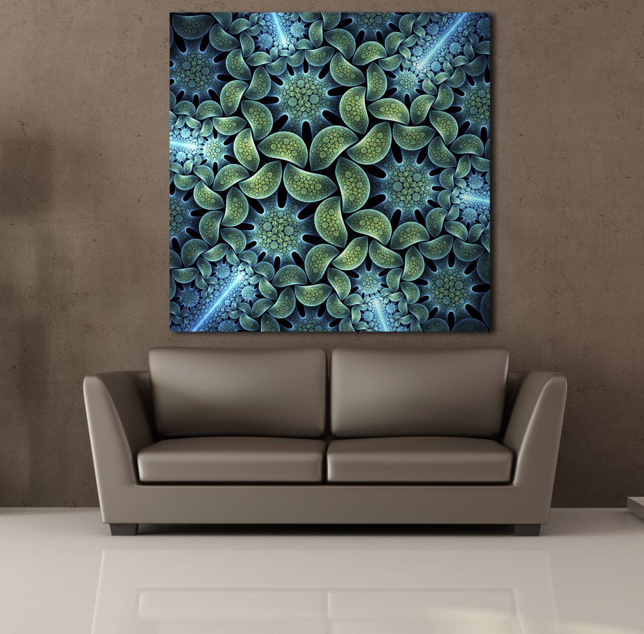 3 BOYUTLU YEŞİL ÇİÇEK KANVAS TABLO