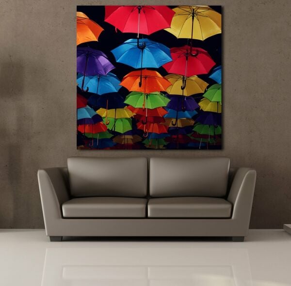 RENKLİ ŞEMSİYELER KANVAS TABLO