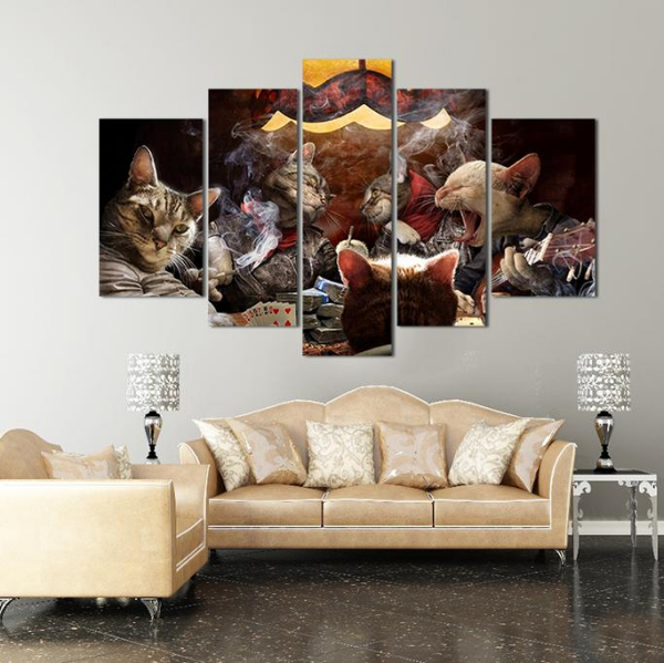 Kedilerin Masası Kanvas Tablo