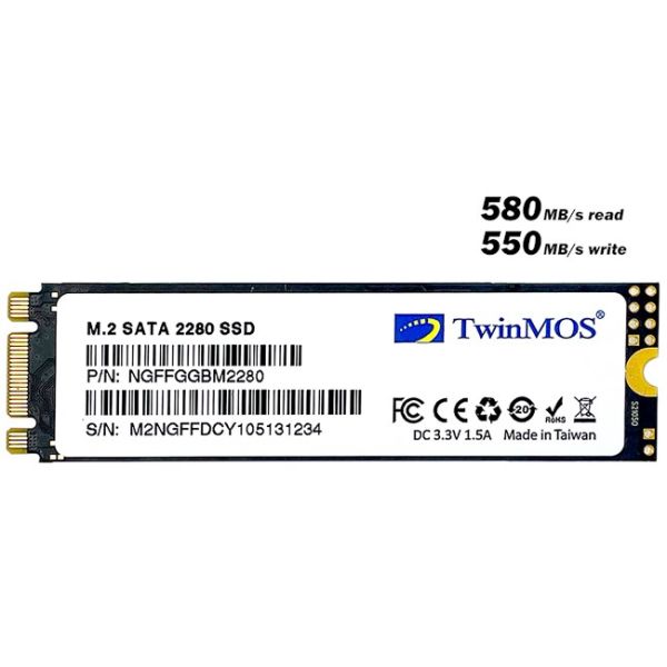 TwinMOS 256GB M.2 2280 SATA3 SSD (580/550Mb/s)