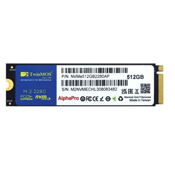 TwinMOS AlphaPro 512GB NVMe M.2 SSD(3600-3250Mb/s)