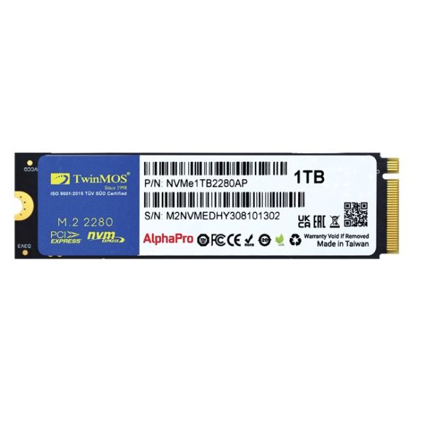 TwinMOS AlphaPro 1TB NVMe M.2 SSD(3600-3250Mb/s)