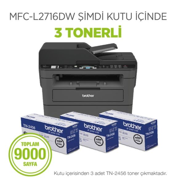 Brother MFC-L2716DW-3T Çok işlevli Wi-Fi (3xToner)