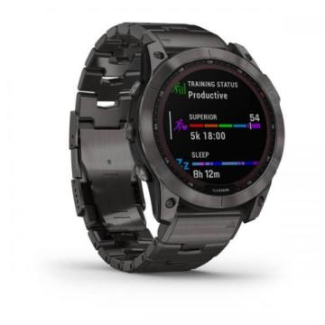 Garmin fenix 7X Sapphire Solar -  Karbon Gri DLC Titanyum - Titanyum Kayış