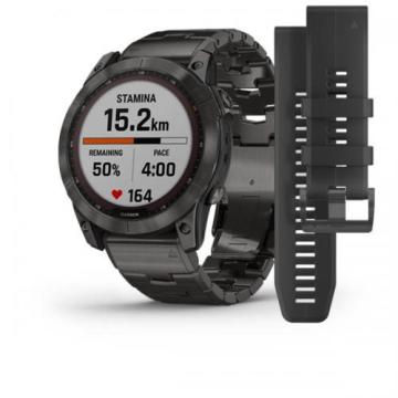 Garmin fenix 7X Sapphire Solar -  Karbon Gri DLC Titanyum - Titanyum Kayış