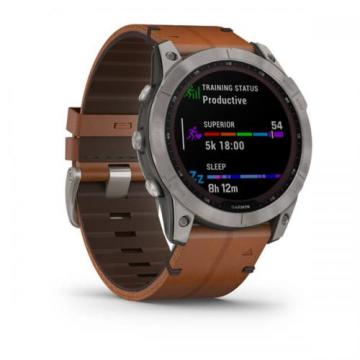 Garmin fenix 7X Sapphire Solar - Titanyum Deri Kayış