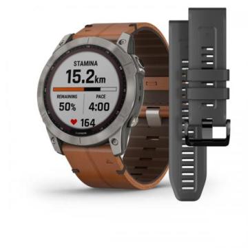 Garmin fenix 7X Sapphire Solar - Titanyum Deri Kayış