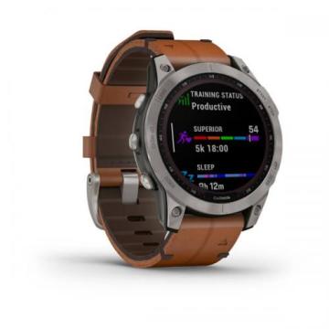 Garmin fenix 7 Sapphire Solar Titanyum - Deri Kayış