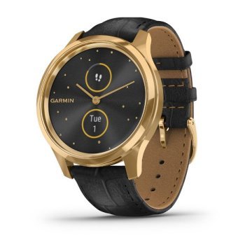 Garmin Vivomove Luxe 24K Gold Akıllı Saat-Siyah italyan Deri Kayışlı