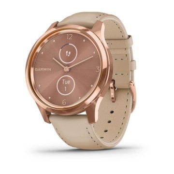 Garmin Vivomove Luxe 18K Rose Gold Akıllı Saat-Bej italyan Deri Kayış