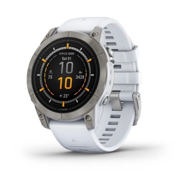 Garmin epix Pro (Gen 2) – Sapphire Edition | 47 mm - Titanyum, Beyaz kayışlı