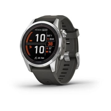 Garmin fenix 7S Pro Solar Edition - Gümüş,  Grafit kayışlı