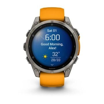 Garmin Fenix 8 - 47 mm, AMOLED - Sapphire, Titanyum, Turuncu/Grafit Silikon Kayışlı