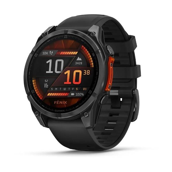 Garmin Fenix 8 - 47 mm, AMOLED - Slate Gri, Siyah Silikon Kayışlı