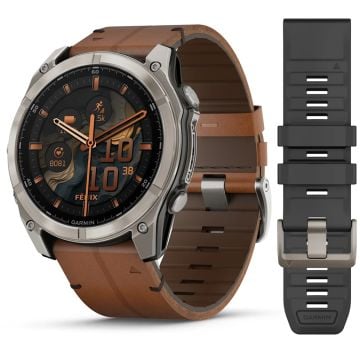 Garmin Fenix 8 - 51 mm, AMOLED - Sapphire, Titanyum, Deri Kayışlı