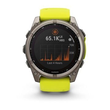 Garmin Fenix 8 - 51 mm, Solar, Sapphire - Titanyum, Amp Sarı/Grafit Silikon Kayışlı