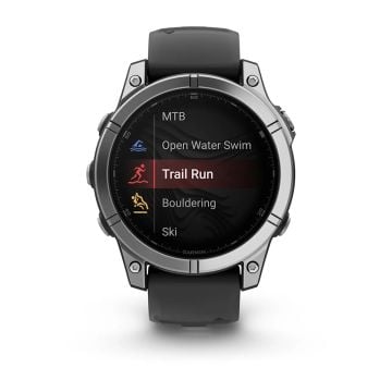 Garmin fenix E – 47 mm, AMOLED-Paslanmaz çelik, Siyah silikon kayışlı