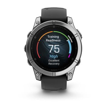 Garmin fenix E – 47 mm, AMOLED-Paslanmaz çelik, Siyah silikon kayışlı