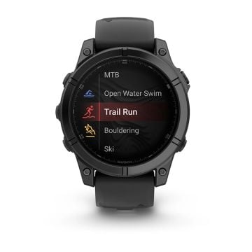 Garmin fenix E – 47 mm, AMOLED-Slate Gri, Siyah Silikon Kayışlı