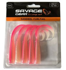 Savage Gear LB Sandeel Curltail 10cm Pink Glow Back 5 Adet Suni Yem