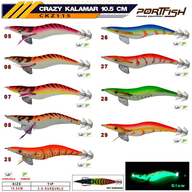 Portfish Crazy Kalamar Zokası 3 gr  Kurşunlu 10,5 cm