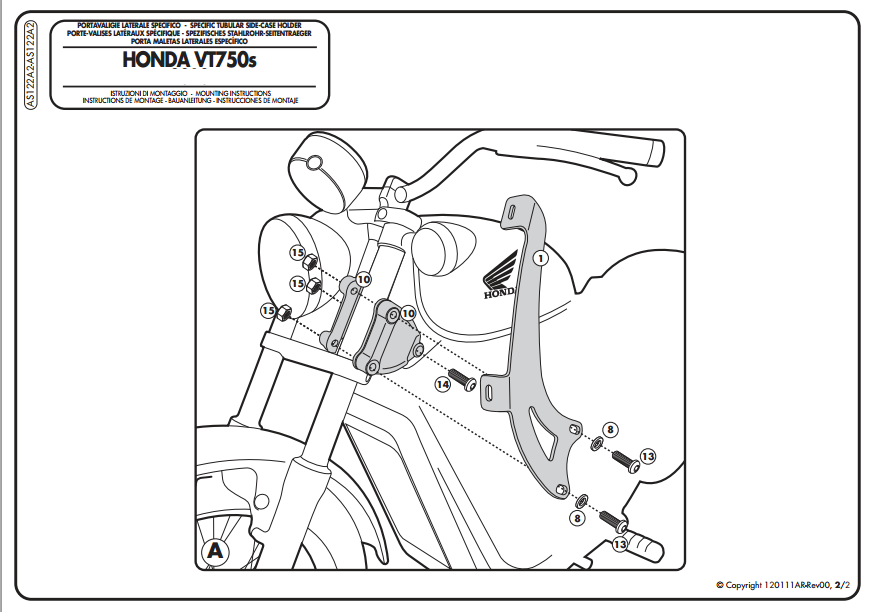 Kappa AS122A2 HONDA VT 750 S (10-15) Ruzgar Sıperlık Bağlantısı