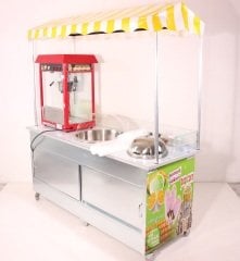 Pamuk Şeker Popcorn ve Bardakta Mısır Arabası (Model Antalya) 65x180