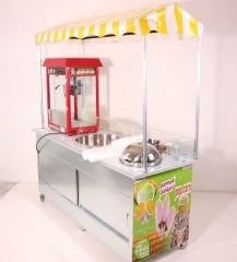 Pamuk Şeker Popcorn ve Bardakta Mısır Arabası (Model Antalya) 65x180