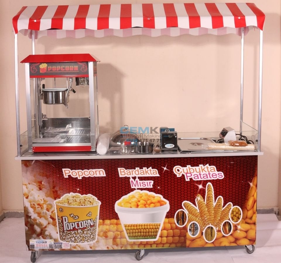 Çubukta Patates Popcorn ve Bardakta Mısır Arabası (Model Yalova) 65x180