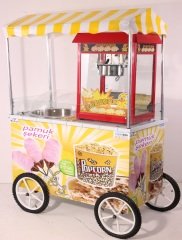 Tekerlekli Popcorn Mısır Patlatma ve Pamuk Şeker Arabası (Model Dalaman) 60x120
