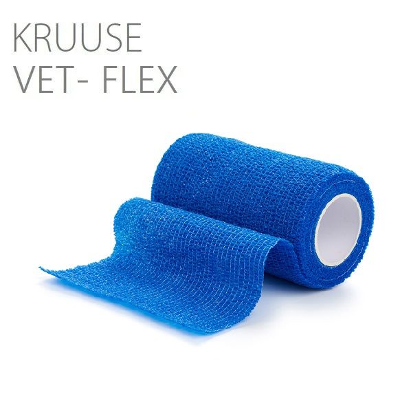 Kruuse Vet-Flex Cohesive Bandaj. 10 cm x 4.5 metre. Mavi