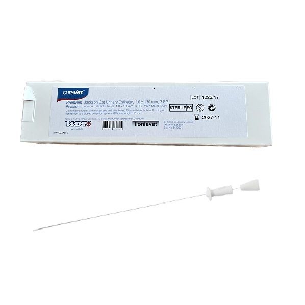 Curavet Steril Kedi İdrar Sondası. 1.0x130 mm. Mandrenli ( 12'li Paket )