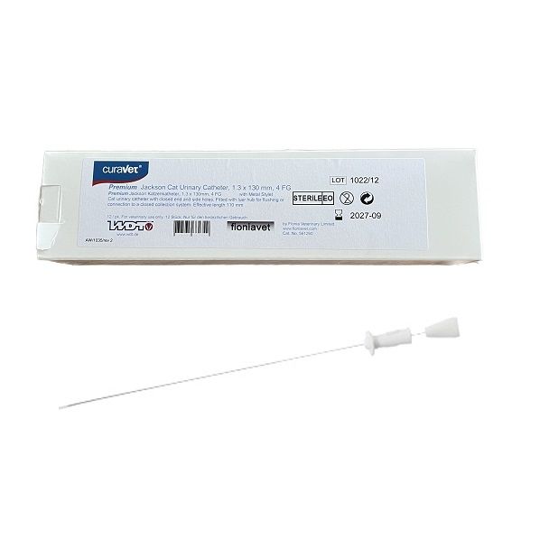 Curavet Steril Kedi İdrar Sondası. 1.3x130 mm. Mandrenli ( 12'li Paket )