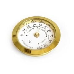 Nem Ölçer Higrometre. Analog. Metal Çerçeve. Sarı-Beyaz. 37 mm
