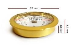 Nem Ölçer Higrometre. Analog. Metal Çerçeve. Sarı-Beyaz. 37 mm