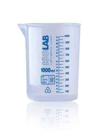 İsolab Ölçü Kabı Beher. Plastik. 1000ml. Mavi Skala